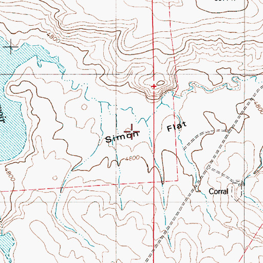 Topographic Map of Simon Flat, OR