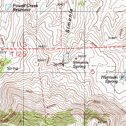 Topographic Map of Simonis Spring, OR