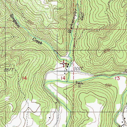 Topographic Map of Simpson Creek, OR