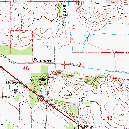 Topographic Map of Simpson Creek, OR