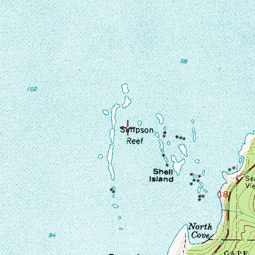 Topographic Map of Simpson Reef, OR