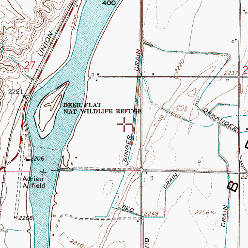 Topographic Map of Singer Drain, OR