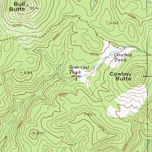 Topographic Map of Side Oat Tank, AZ