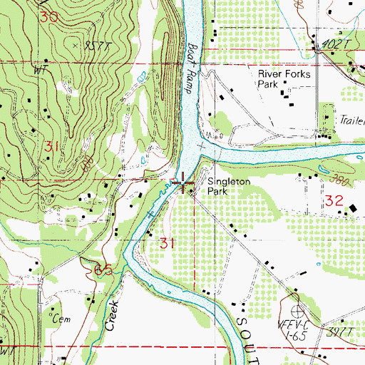 Topographic Map of Singleton Park, OR