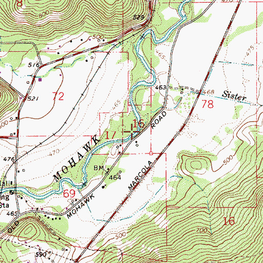 Topographic Map of Sister Creek, OR