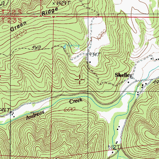 Topographic Map of Skelley, OR