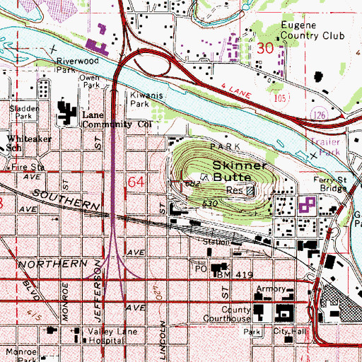 Topographic Map of Skinner Butte, OR
