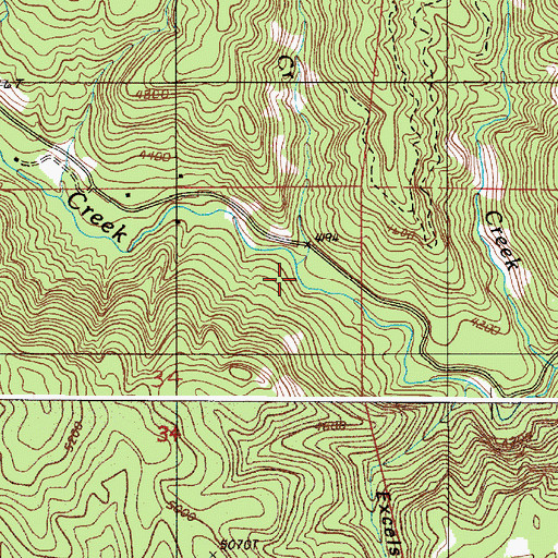 Topographic Map of Skookum Creek, OR