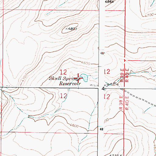 Topographic Map of Skull Springs Reservoir, OR