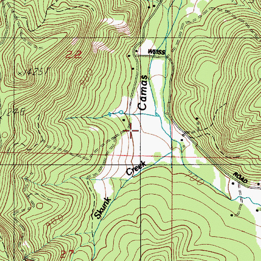 Topographic Map of Skunk Creek, OR