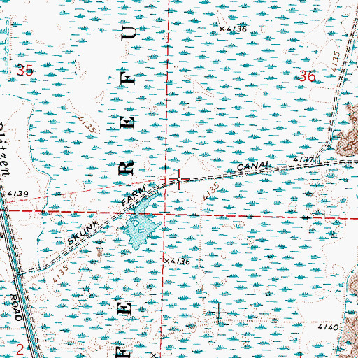 Topographic Map of Skunk Farm Canal, OR