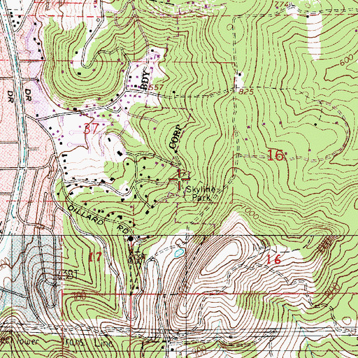 Topographic Map of Skyline Park, OR