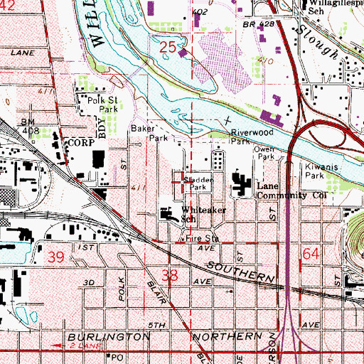 Topographic Map of Sladden City Park, OR