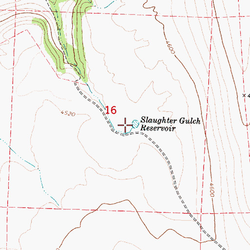 Topographic Map of Slaughter Gulch Reservoir, OR