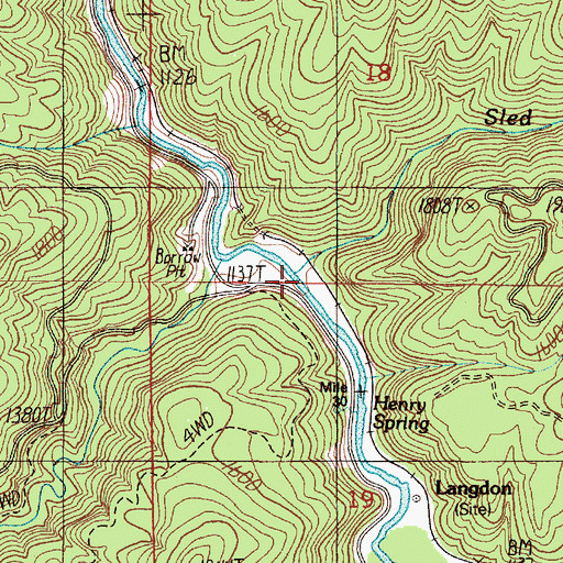 Topographic Map of Sled Creek, OR