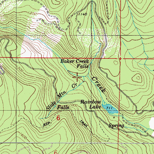 Topographic Map of Slide Mountain Creek, OR