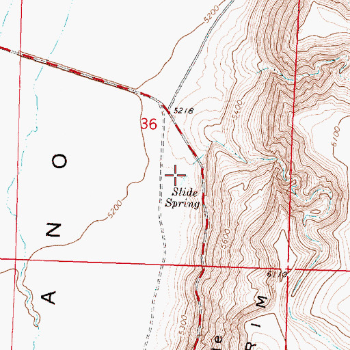 Topographic Map of Slide Spring, OR