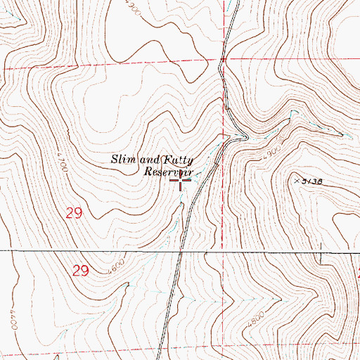Topographic Map of Slim and Fatty Reservoir, OR