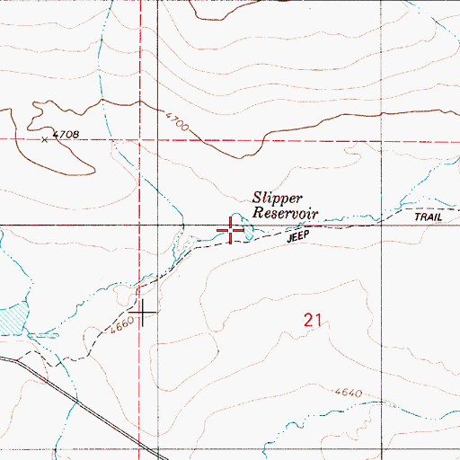 Topographic Map of Slipper Reservoir, OR