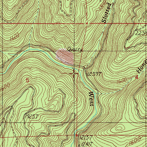 Topographic Map of Slotted Pen Creek, OR