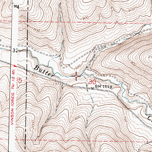 Topographic Map of Slusher Canyon, OR