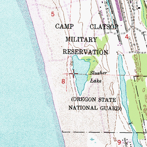 Topographic Map of Slusher Lake, OR