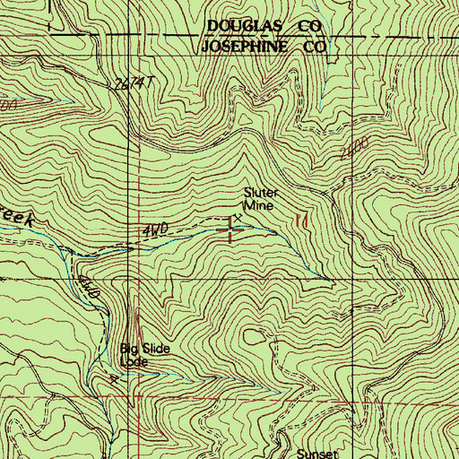 Topographic Map of Sluter Mine, OR