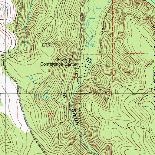 Topographic Map of Smith Creek Youth Camp, OR