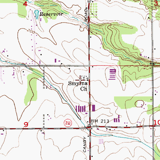 Topographic Map of Smyrna Church, OR