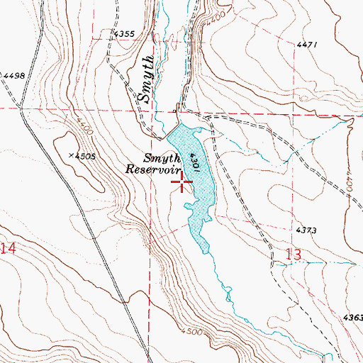 Topographic Map of Smyth Reservoir, OR