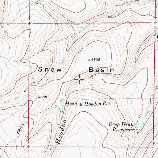 Topographic Map of Snow Basin, OR