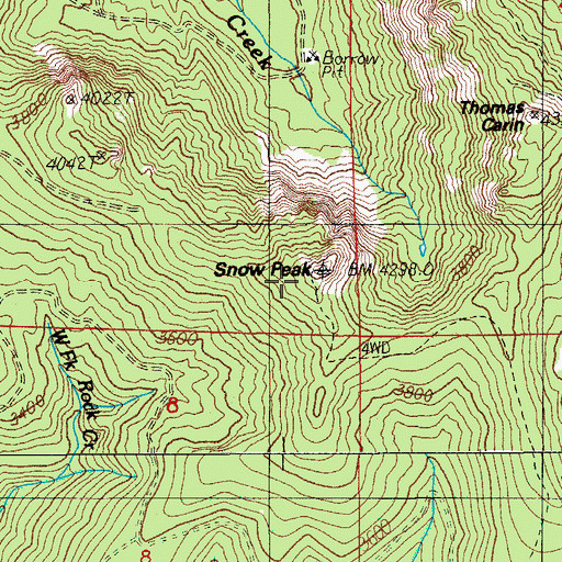Topographic Map of Snow Peak, OR
