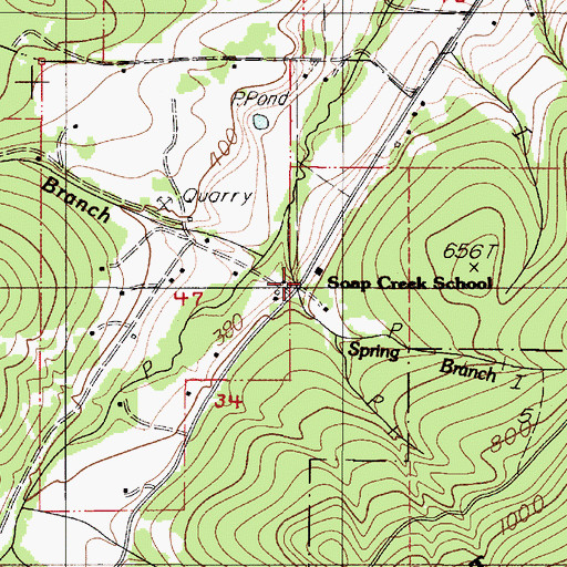 Topographic Map of Soap Creek School (historical), OR