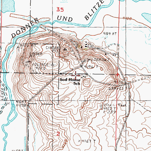 Topographic Map of Sod House School (historical), OR