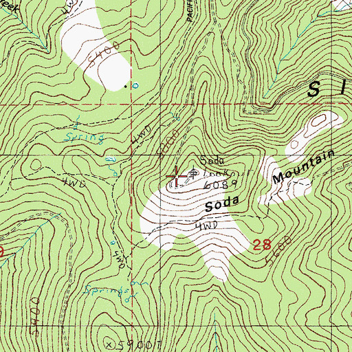 Topographic Map of Soda Mountain, OR