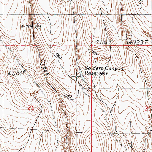 Topographic Map of Solders Canyon Reservoir, OR