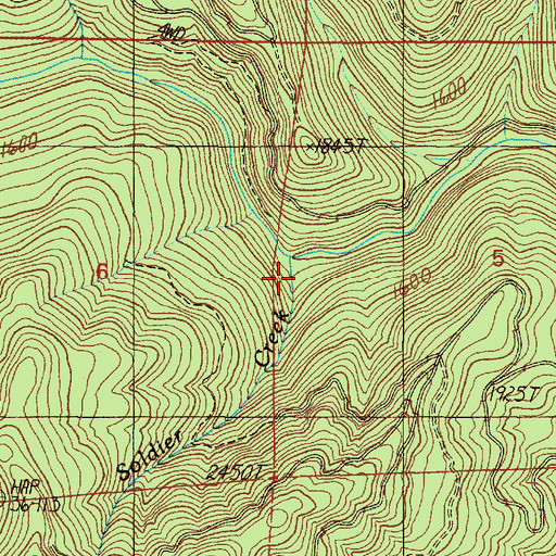 Topographic Map of Soldier Creek, OR