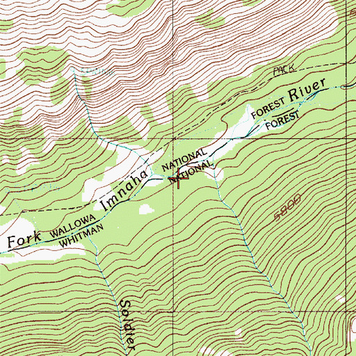 Topographic Map of Soldier Creek, OR