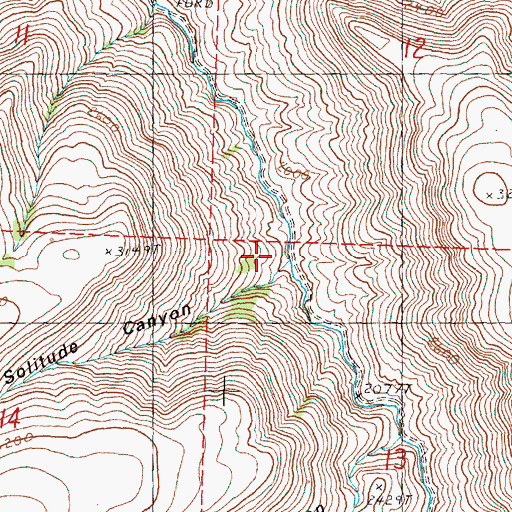 Topographic Map of Solitude Canyon, OR