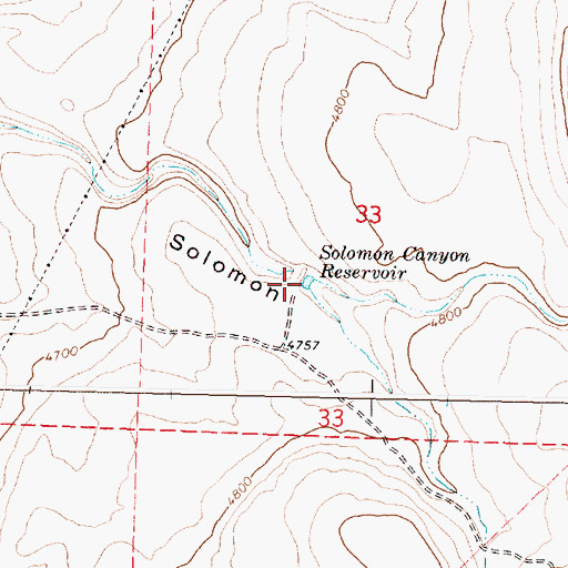 Topographic Map of Solomon Canyon Reservoir, OR