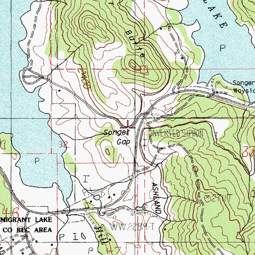 Topographic Map of Songer Gap, OR