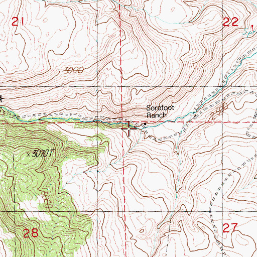 Topographic Map of Sorefoot Ranch, OR