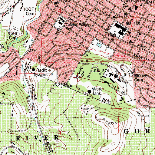 Topographic Map of Sorosis Park, OR