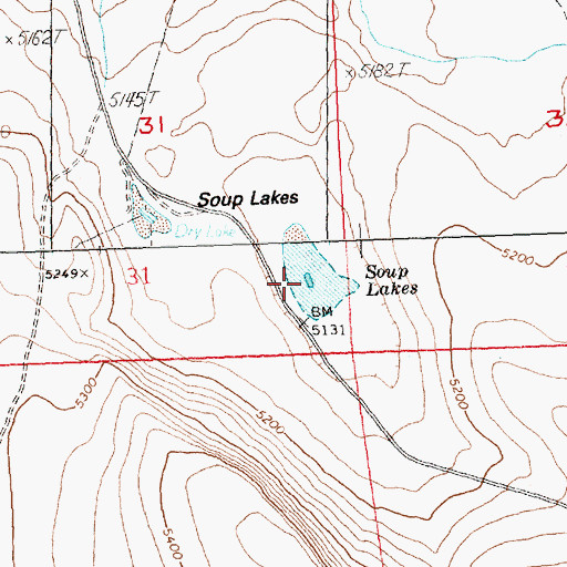 Topographic Map of Soup Lakes, OR