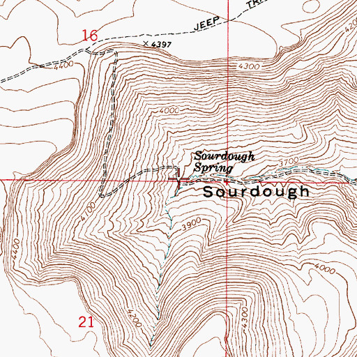 Topographic Map of Sourdough Spring, OR
