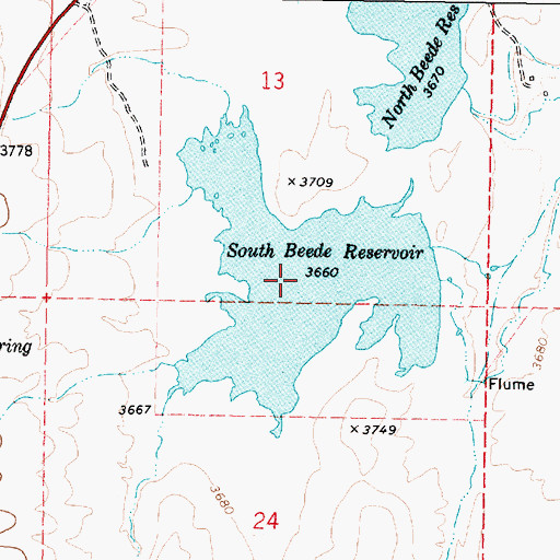 Topographic Map of South Beede Reservoir, OR