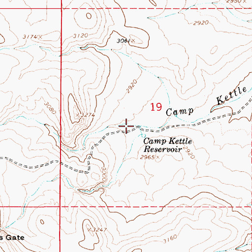 Topographic Map of South Branch Camp Kettle Creek, OR