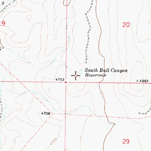 Topographic Map of South Bull Canyon Reservoir, OR