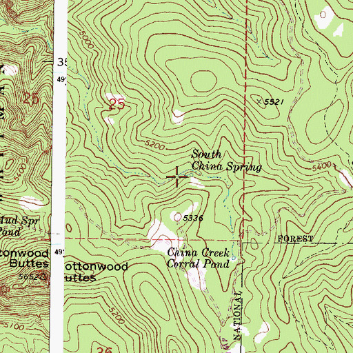 Topographic Map of South China Spring, OR