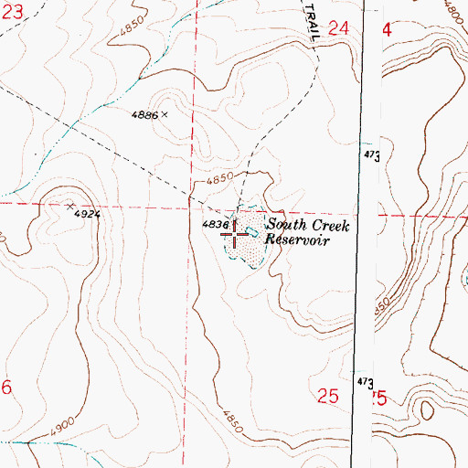 Topographic Map of South Creek Reservoir, OR